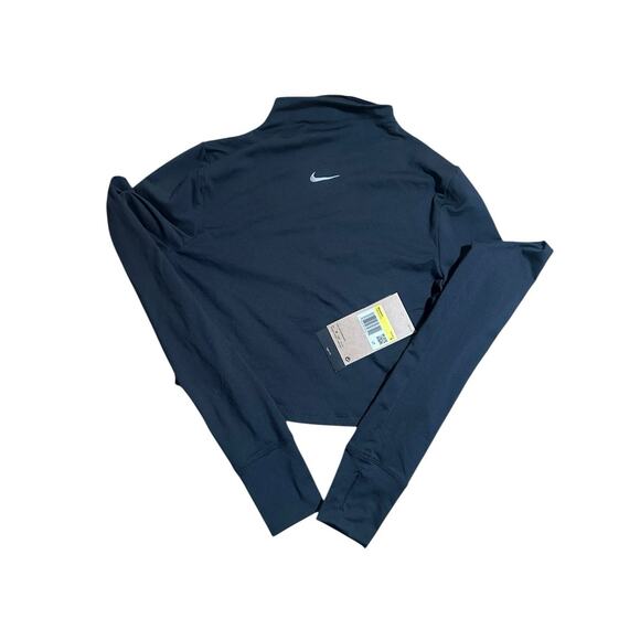 Nike Shirt Women S Black Sportswear Center Swoosh Mock Neck Turtleneck - Picture 1 of 1